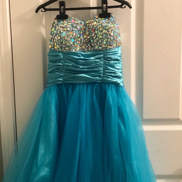 Blue tulle prom/formal short dress - Picture 1 of 5